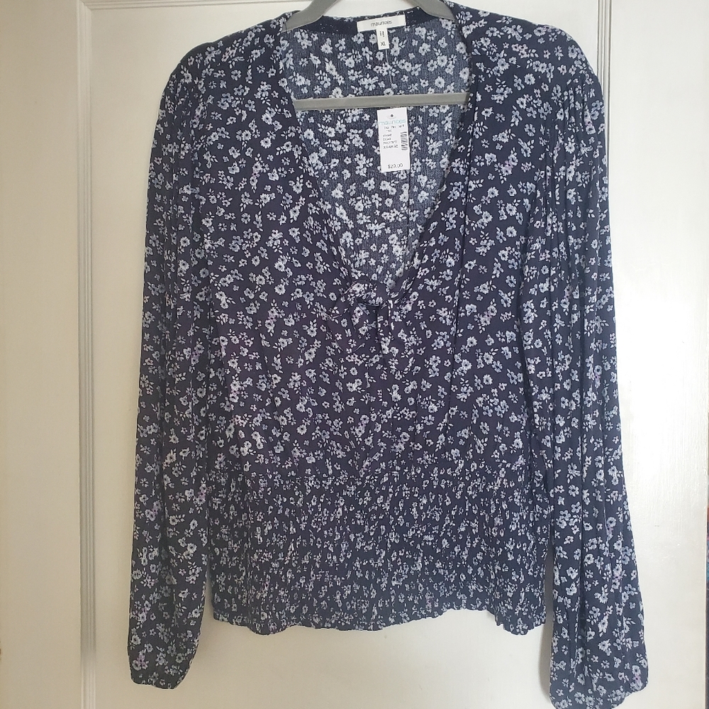 Maurices blue floral blouse
